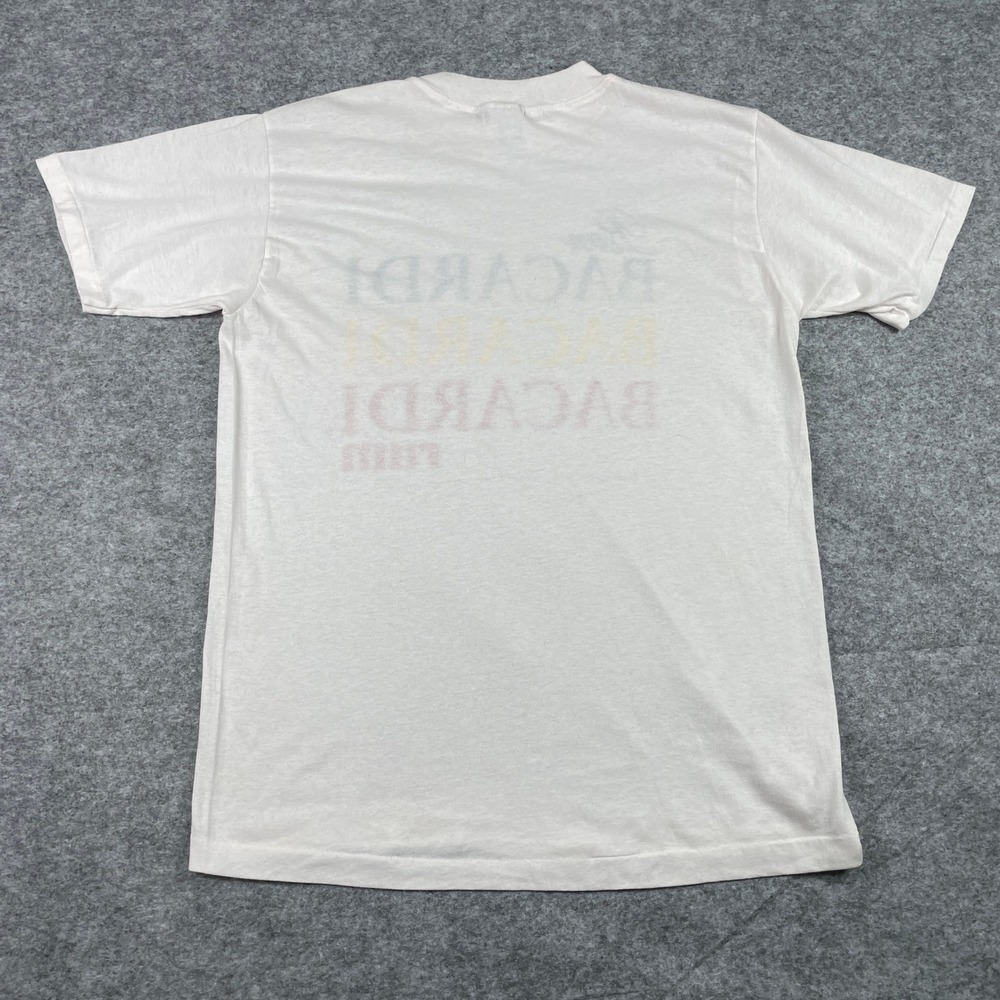 Vintage Bacardi T-Shirt Mens XL White Rum Single Stitch Champion Made In USA 80s - Picture 2 of 9